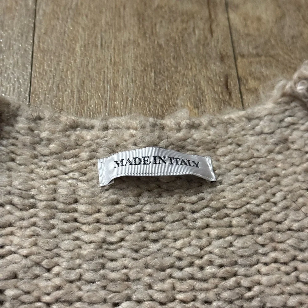 Made In Italy Heart Knitted Oversized Wool Blend Cardigan Sweater Size S/M - Picture 2 of 4